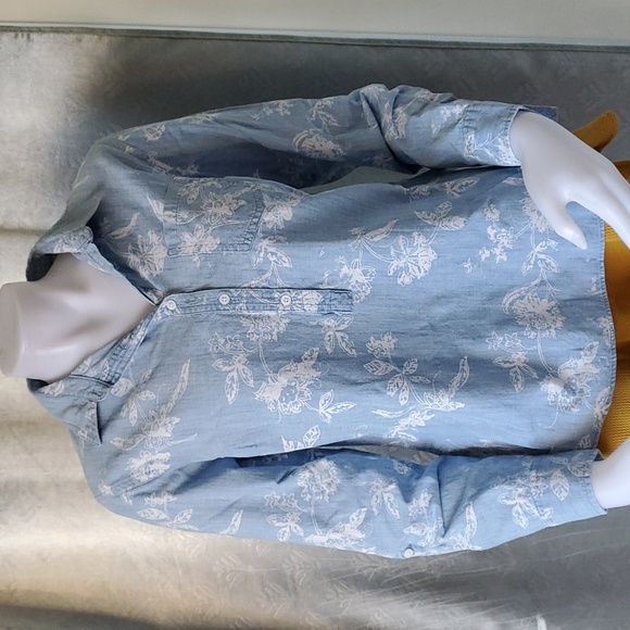 LL Bean light blue floral  sz.M/P 100%Cotton - Picture 1 of 14